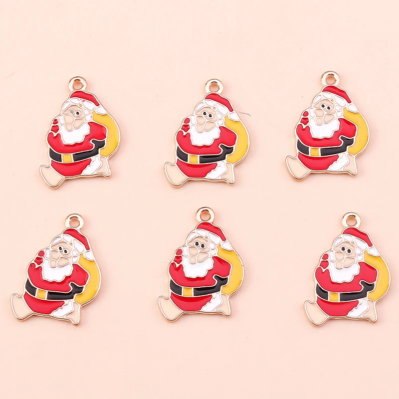 10 Stück Mix süße Weihnachtsmann Charms Emaille Weihnachten Schneemann Stiefel Charms Anhänger für Schmuckherstellung DIY Ohrringe Halskette Geschenke – Detail 7