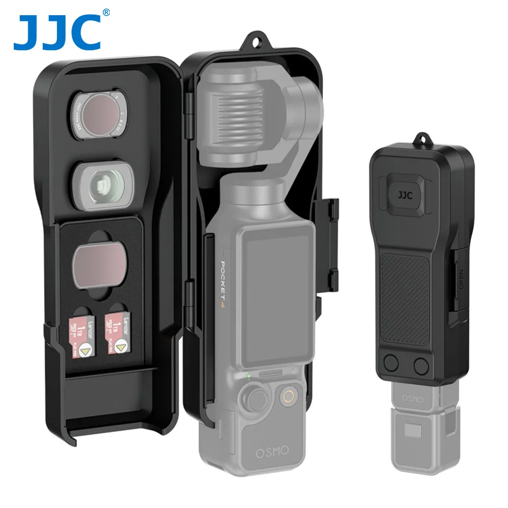 Funda Protectora JJC Pocket 4 para DJI Osmo Pocket 3 4, Accesorios, Protector de Pantalla y Lente, Cubierta Abatible con 3 Filtros Magnéticos, 2 Ranuras para Tarjetas TF