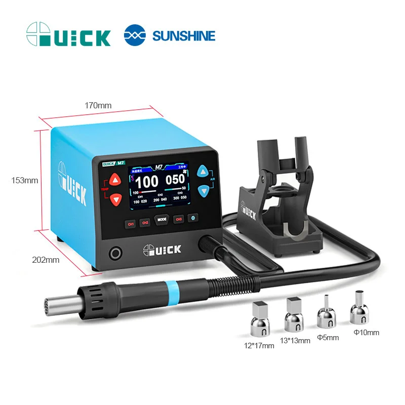 QUICK M7 Smart Lead-Free Soldering Station, 1000W High Power, 9-Channel Desoldering, TFT Color Display, for BGA and SMD Repair