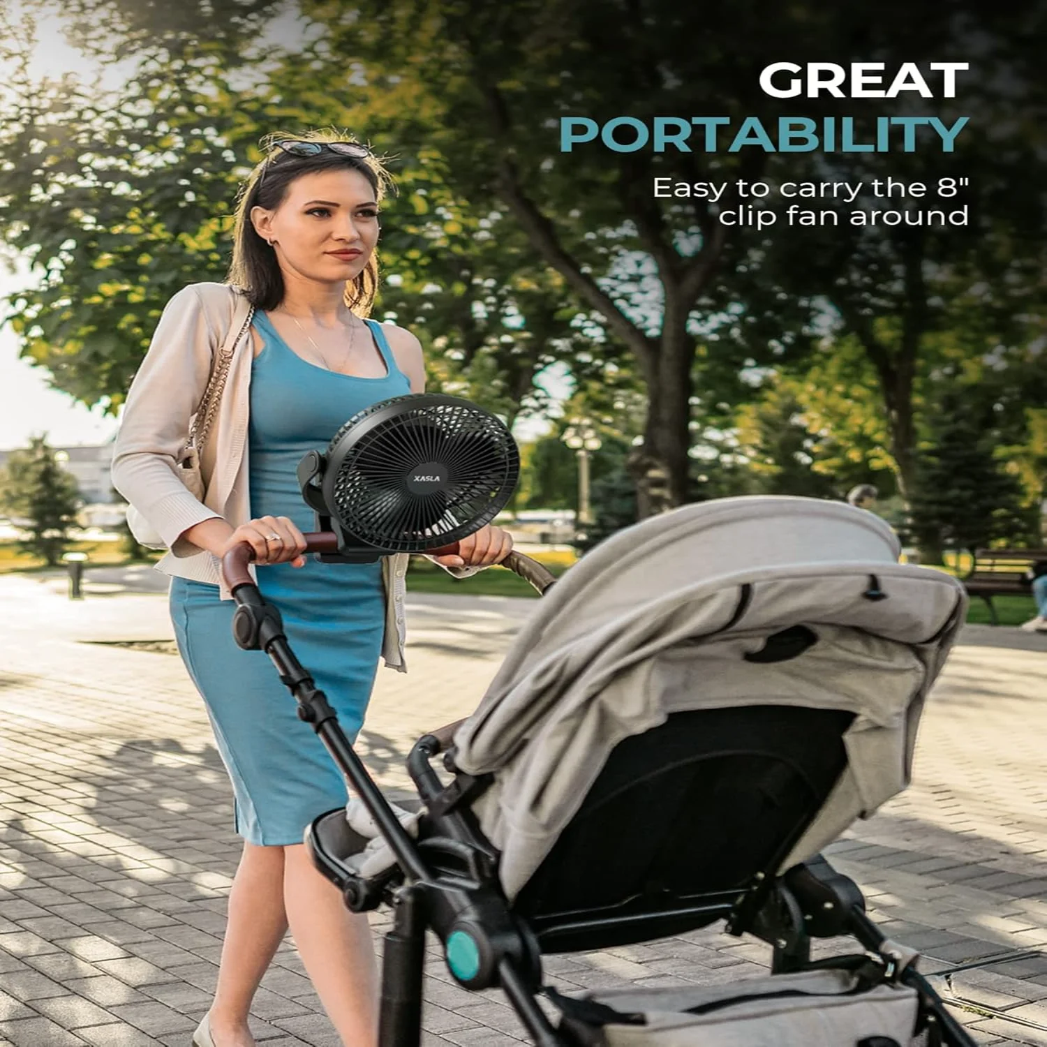 Ventilatore portatile con clip da 10000 mAh, ventilatore a batteria ricaricabile da 8 pollici, 24 ore di lavoro, ventilatore USB silenzioso, Fa personale a 4 velocità