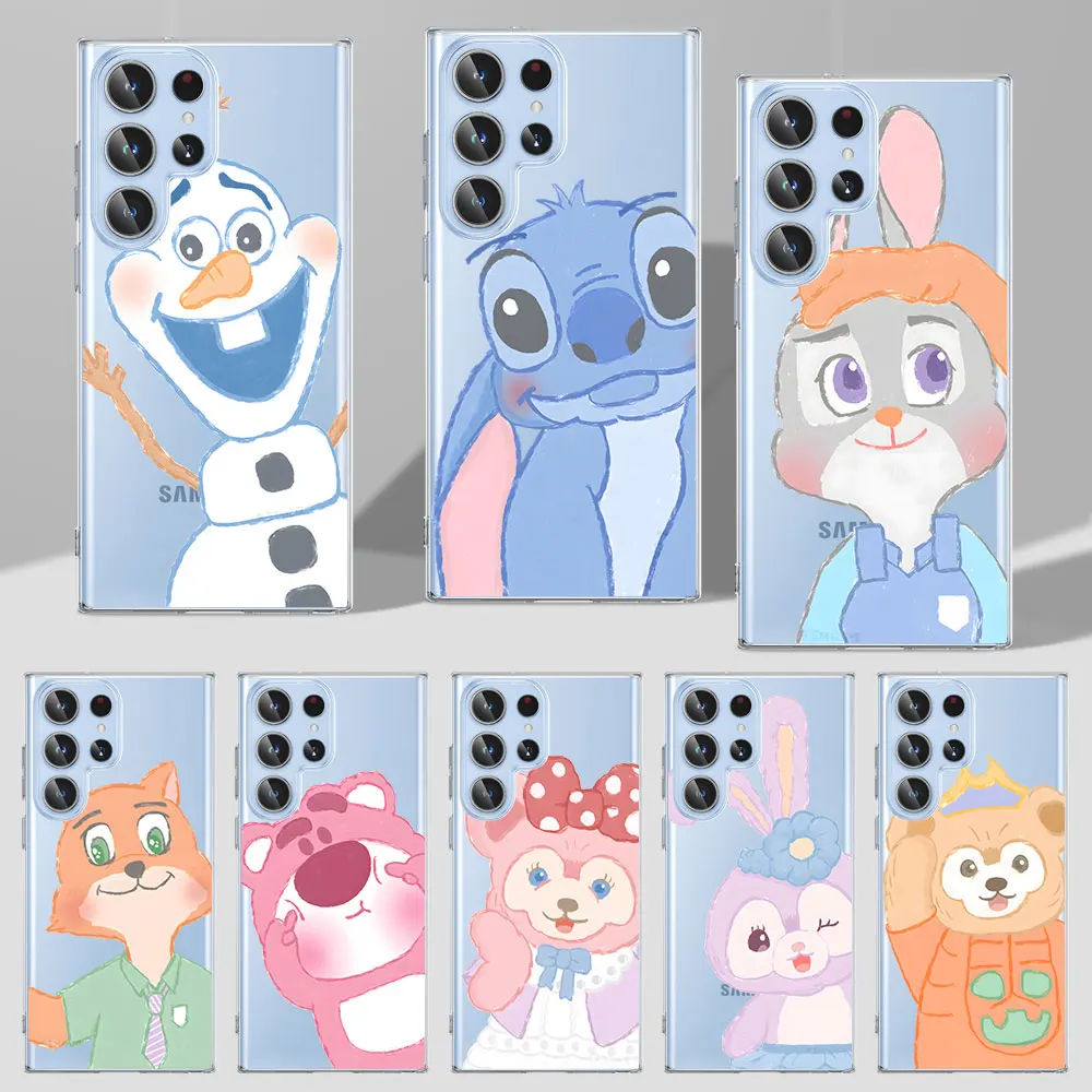 Stitch Olaf Disney Characters Case for Samsung Galaxy S23 S20 S21 FE S22 S24 Ultra S8 S10 Lite S9 Plus S10e TPU Soft Phone Cover