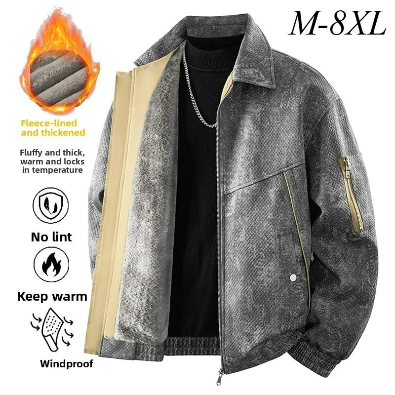 

Men Jacket Fleece Lined Outdoor Riding Thick Warm Motorcycle Jackets Plus SizeLapel American Style Lightweight Winter Clothing