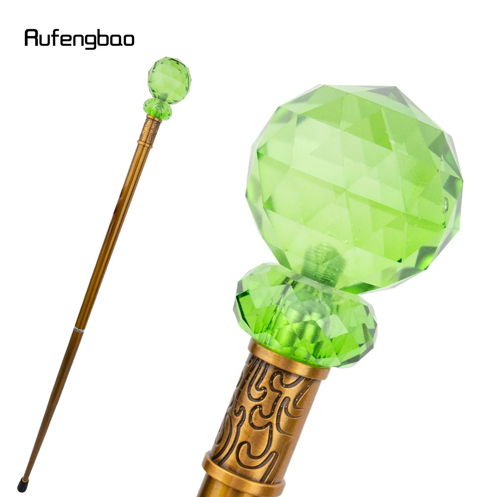 Green Glass Ball Walking Cane Fashion Decorative Luxury Stick Decorative Cane Elegant Fashion Cosplay Alloy Crosier Stick 92cm