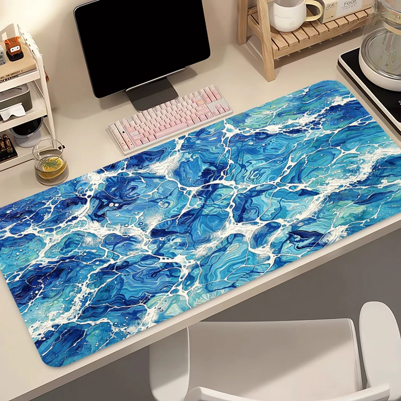 HD Print Gaming Mouse Pad Beach Waves Office Carpet Rubber Gamer Desk Mat PC Accessories Pads Large size Blue Seawater Mousepad