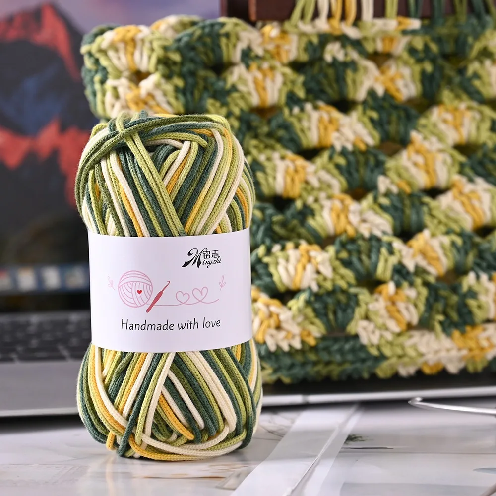 100g 2mm Hollow Cotton Wool Yarn. Hand-knitted DIY Crochet Material for Bag and Hat. Round-pitch Hollow Wool Yarn.