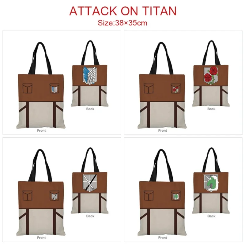 

Anime Attack on Titan Eren Mikasa Armin Levi Cartoon Casual Canvas Hand Shoulder Bag Students Portable Storage Shopping Bag