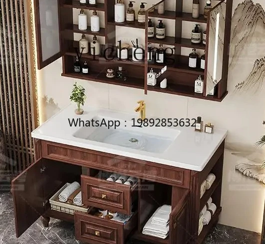 

bathroom cabinet combination ceramic integrated basin solid wood bathroom cabinet bathroom washbasin