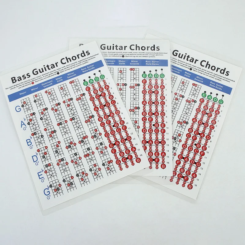 HOTB72A Electric Bass Guitar Chord Chart 4 String Guitar Chord Fingering Diagram Exercise Diagram