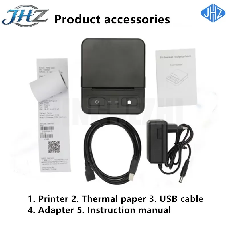 

Термопринтер JHZ 58 мм для супермаркетов и ресторанов, USB/Bluetooth, для кассовых аппаратов, совместим с смартфонами