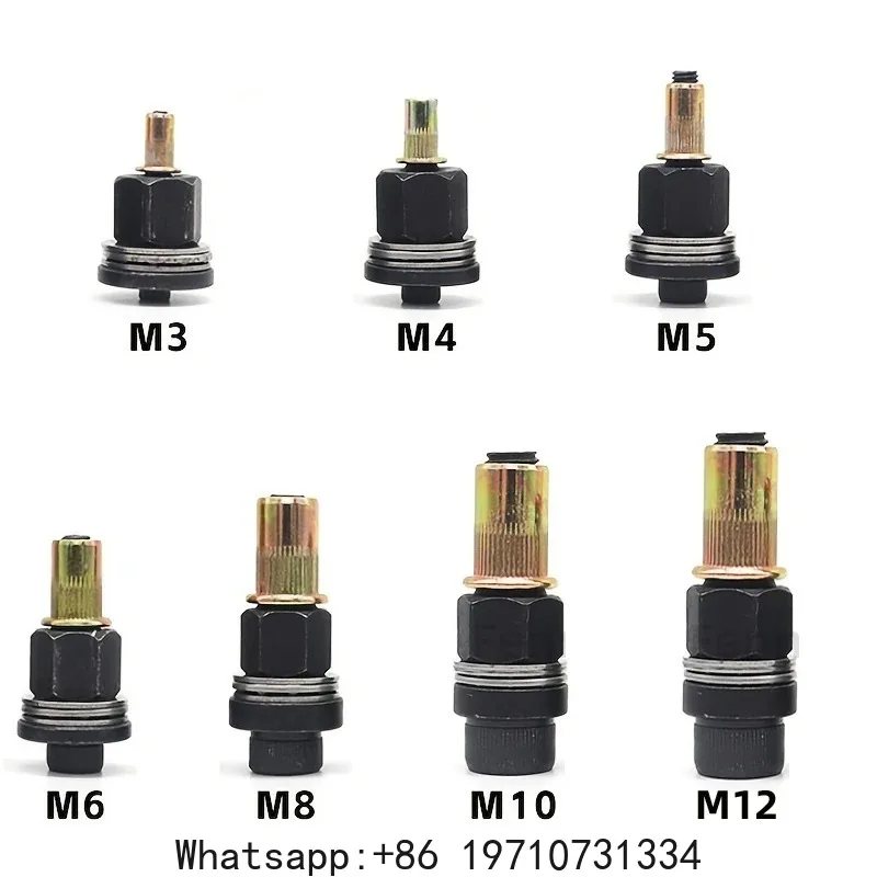 

7pcs Rivet Nut Tools Adapter M3 M4 M5 M6 M8 M10 M12 Hand Electric Rivet Nut Head Riveter Metal License Plate Simple Installation