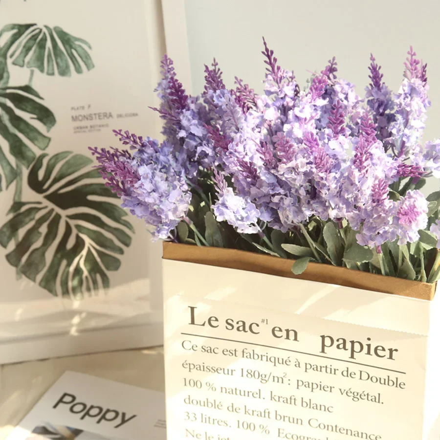 

France Fancy Romantic Provence Lavender Artificial Flowers Purple White Novelty Design Silk Flower for Wedding Home Decoration