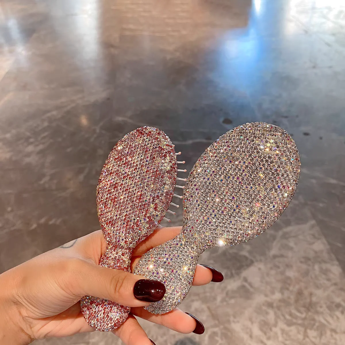 High Appearance Level Air Cushion Comb Artificial Diamond Set Home Portable Mini Hair Compact Smooth Hair Comb