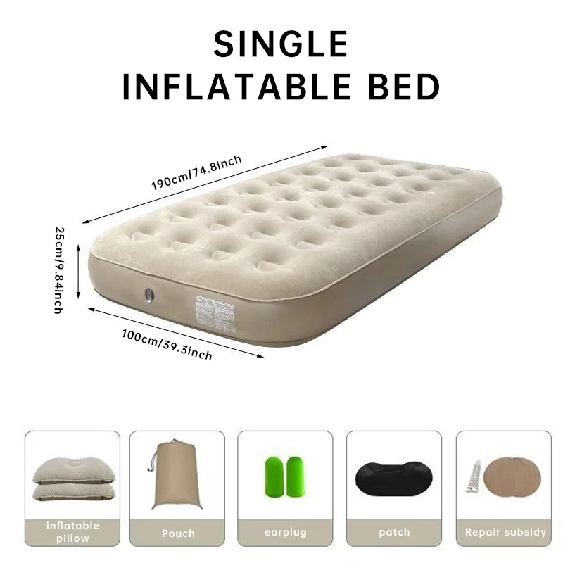 Self-Inflating Camping Mat, Portable Thickened Air Mattress for Outdoor Hiking & Home Guest Use, Compact Roll-Up Design