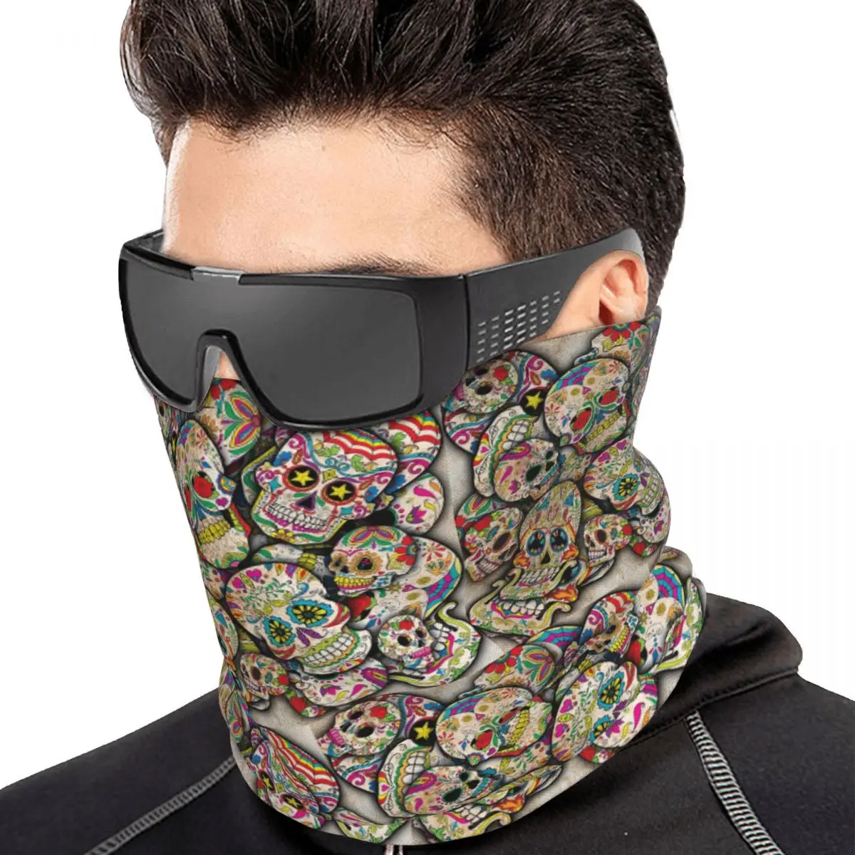 Sugar Skull Collage Bandana Neck Cover Printed Face Scarf Outdoor Sports Headband Unisex Adult Breathable