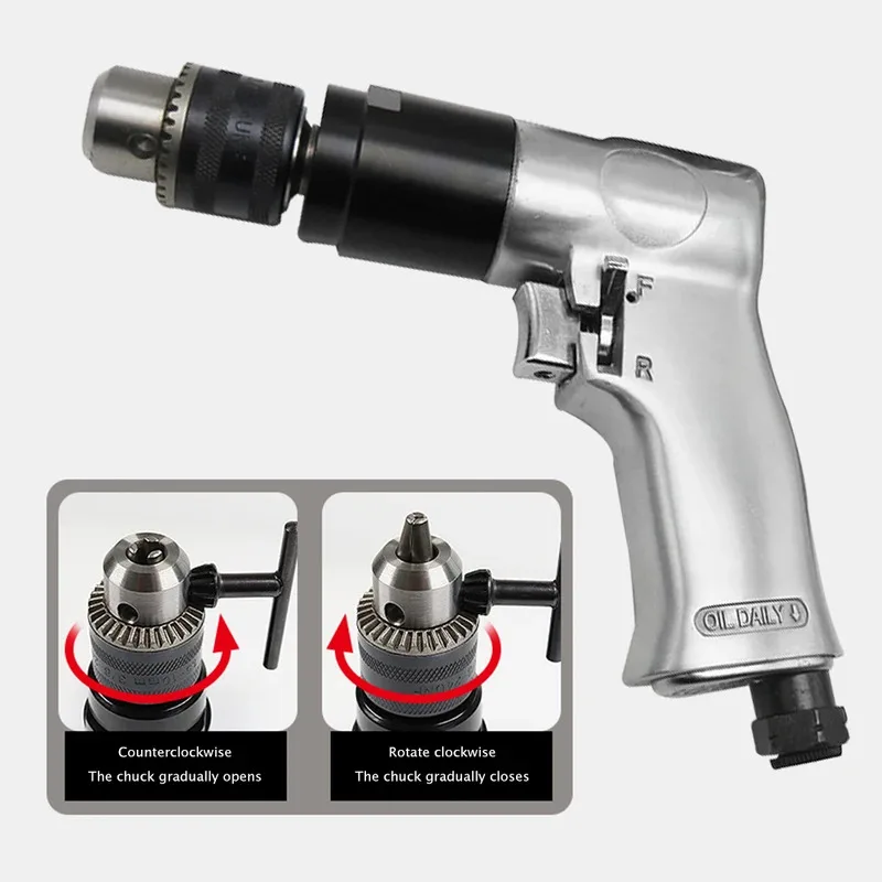 3/8'' Professional Air Drill High-speed Pneumatic Drill Reversible Rotation Tool For Drilling On Walls, Floors, Iron Plate Etc