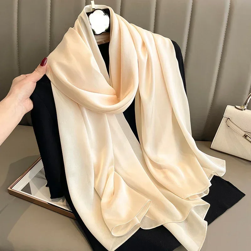 Luxury Scarf Women Silk Headscarf Hijab Designers Long Muslim Shawl Wrap Turban Bandana Foulard Satin Scarves Head Wraps