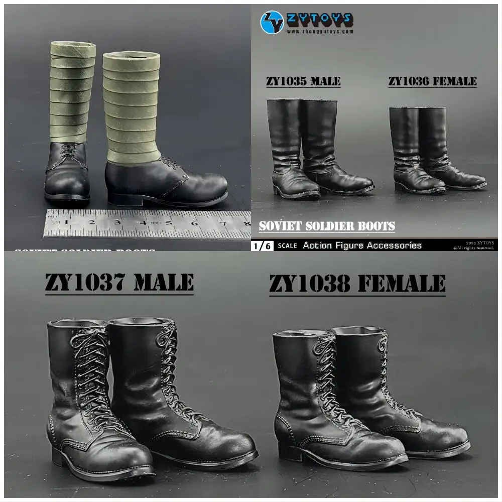 ZYTOYS ZY1034-ZY1038 1/6 Scale Soviet Soldier Boots Solid Shoes Model Fit 12'' Male Soldier Action Figure Body Dolls