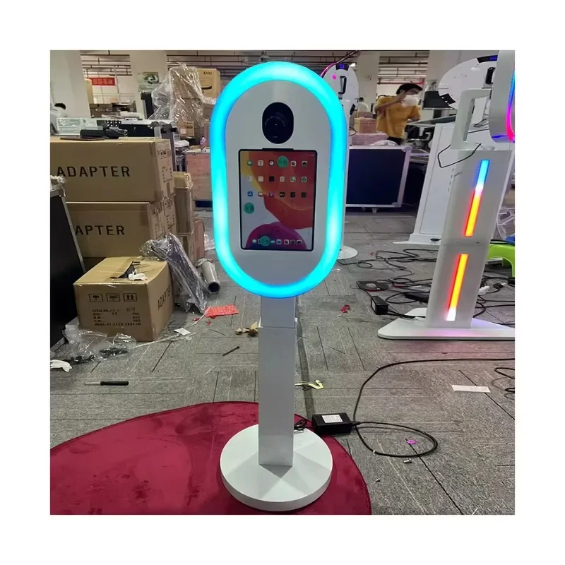 Portable Selfie Stand Photo Booth with LED Fill Light Portable Ring Light Selfie Photo Booth