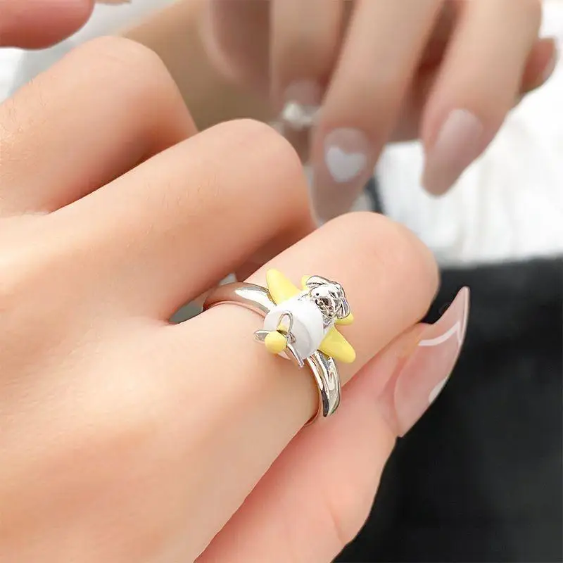 

Sanrio Pilot Series Ring Female Opening Kuromi Cinnamoroll Mymelody Kitty Fashion Kawaii Creative Ring Give Gifts To Friends