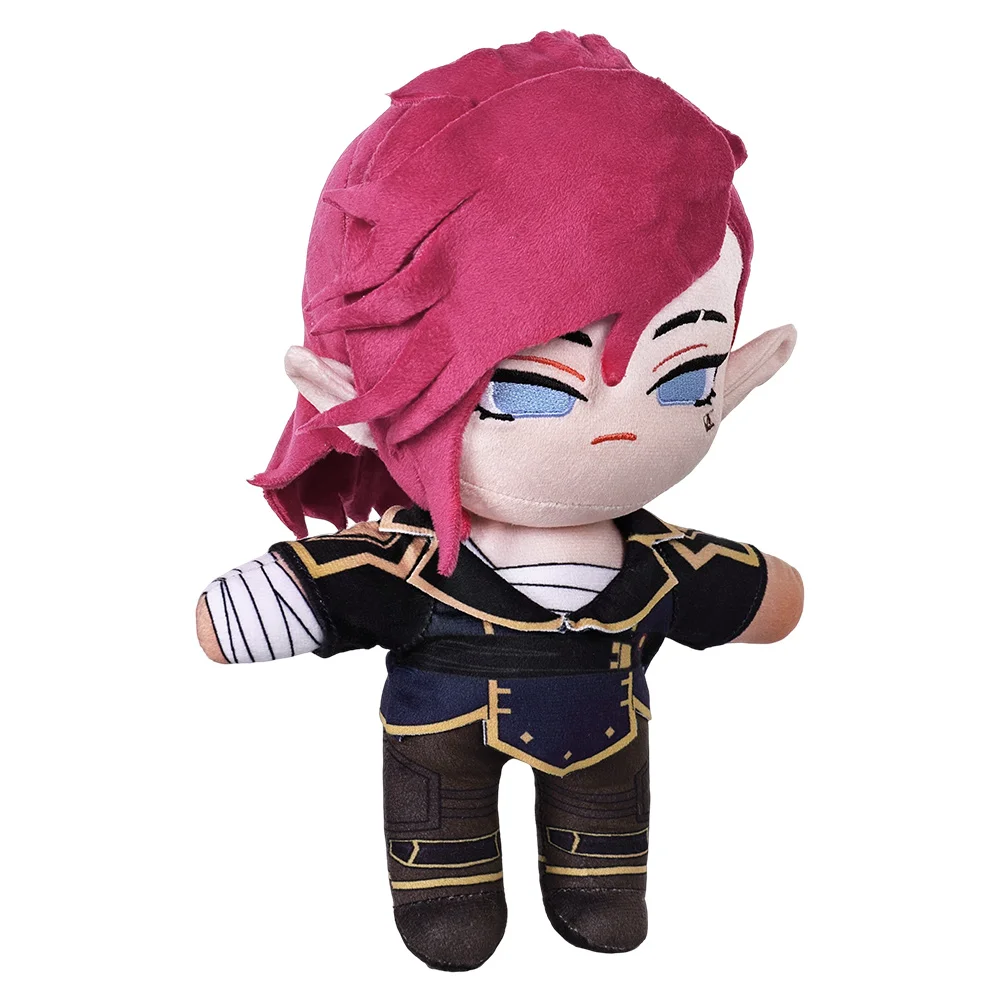 Jinx Vi Cosplay Plush Game, LOL Roleplay Plushies, Mascotte en peluche de dessin animé doux, ixd'Halloween, Carnaval, Anniversaire, Cadeaux de Noël, 28cm