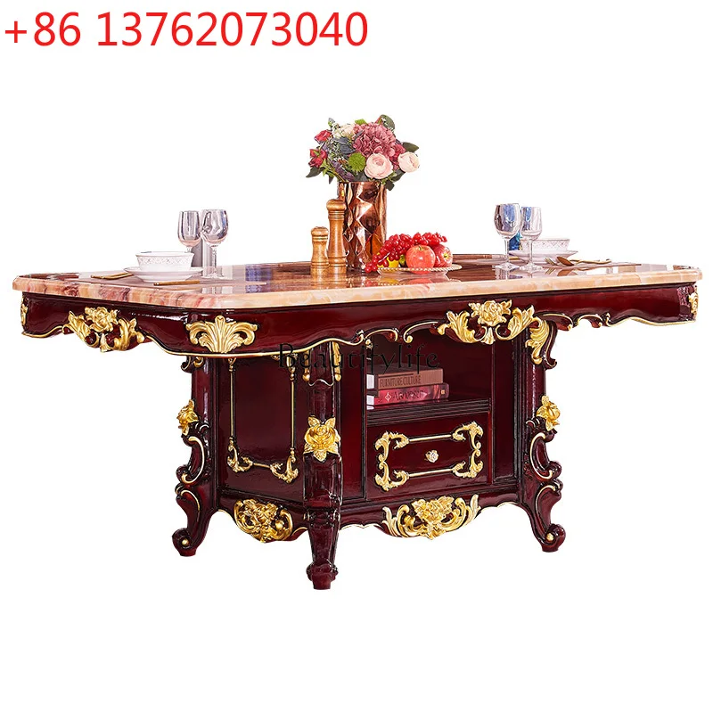 

European marble dining table rectangular villa dining table and chair combination