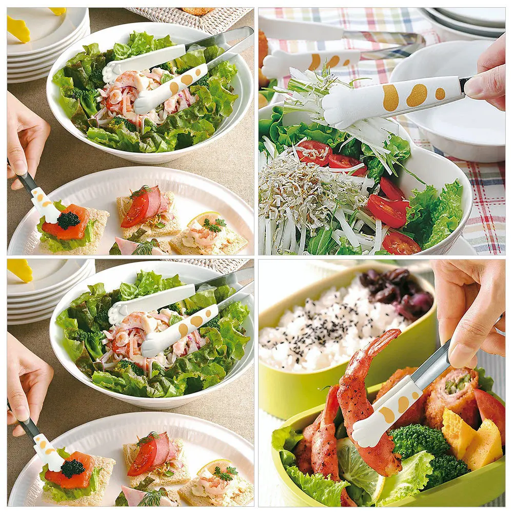 

1Pcs Kitchen Food Clamp Stainless Steel Modeling Barbecue Tong Heat Resistant Buffet Food Clip Serving Tool