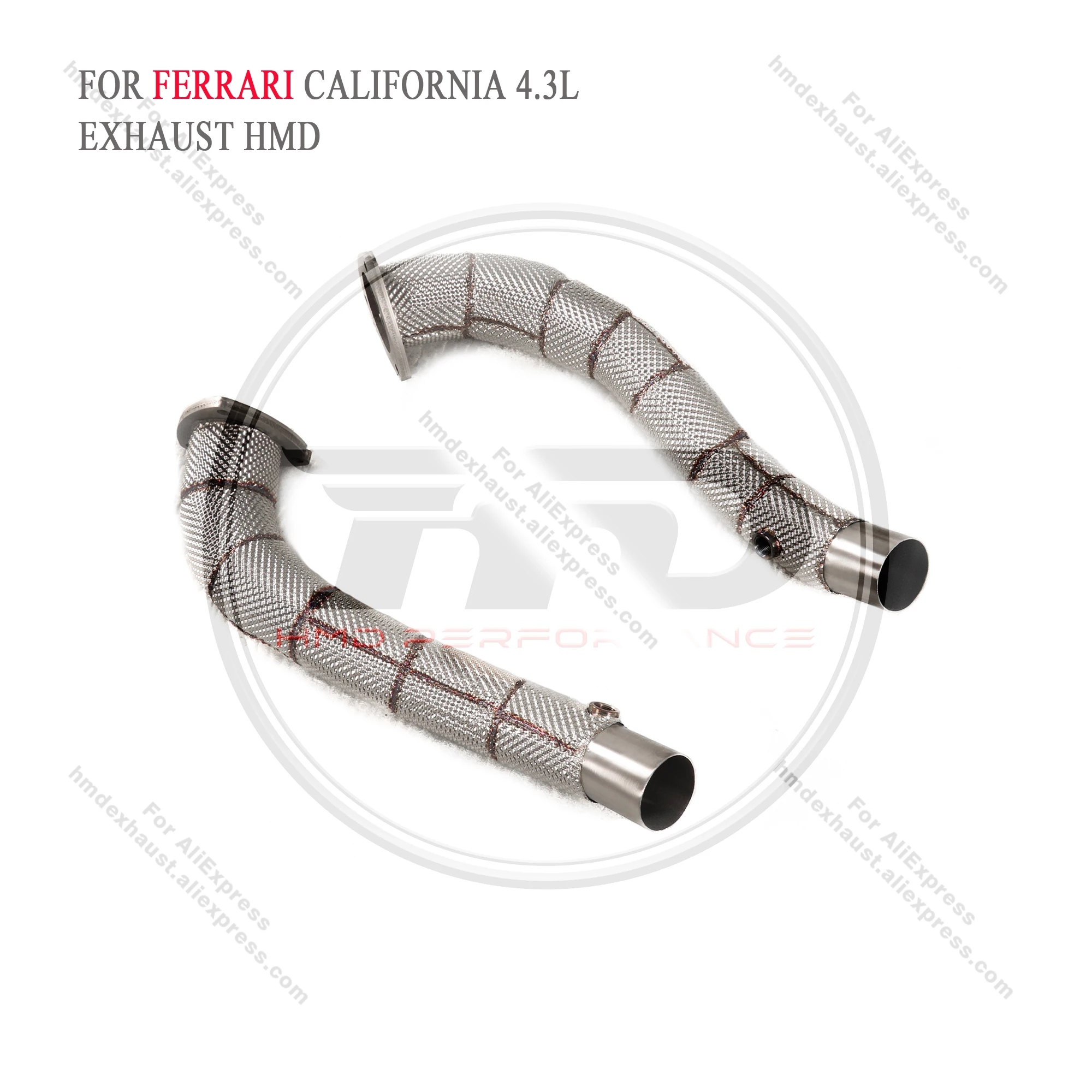 HMD Exhaust System High Flow Performance Catless Downpipe for Ferrari california 4.3L With Heat Shield Racing Pipe