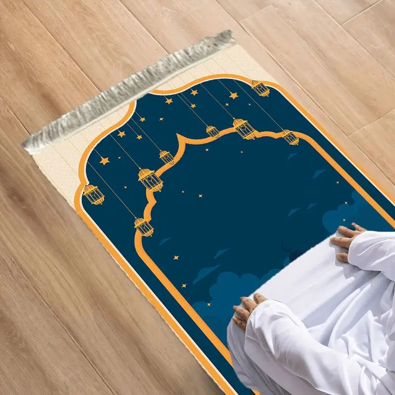 VIKAMA Night Sky Starry Moon Worship Blanket Wear resistant Worship Kneeling Worship Mosque Pilgrimage Prayer Mat