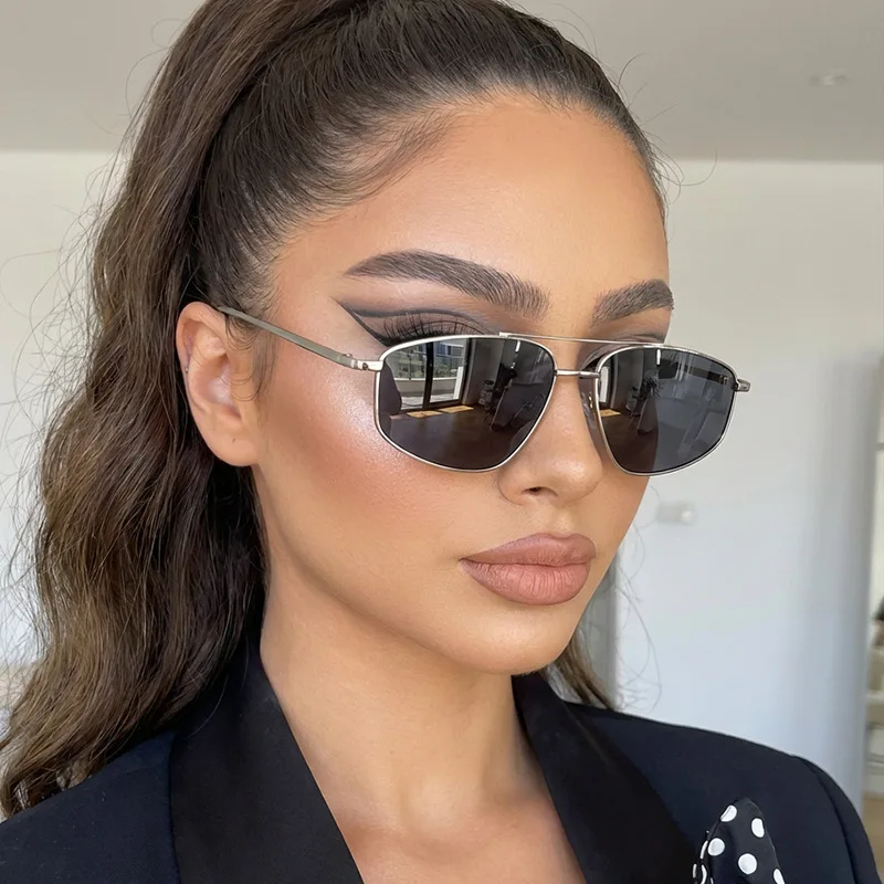 Männer Sonnenbrille Metall Rahmen Quadrat Sonnenbrille Pilot Punk frauen Gläser UV400 Outdoor Fahren Angeln Augenschutz Sonnenbrille – Detail 1