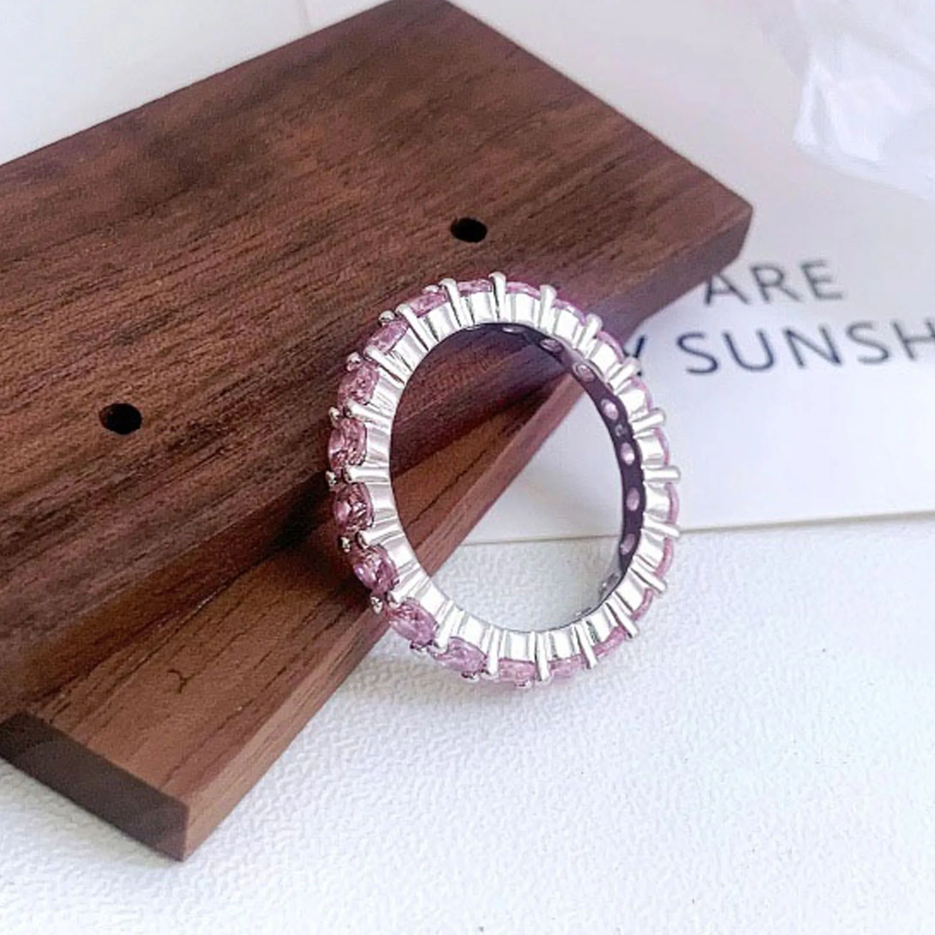 2025 جديد الأصلي اللون كاندي كريستال خاتم غرامة طقم مجوهرات فاخر على شكل قلب قلادة أقراط سوار المرأة هدية رومانسية