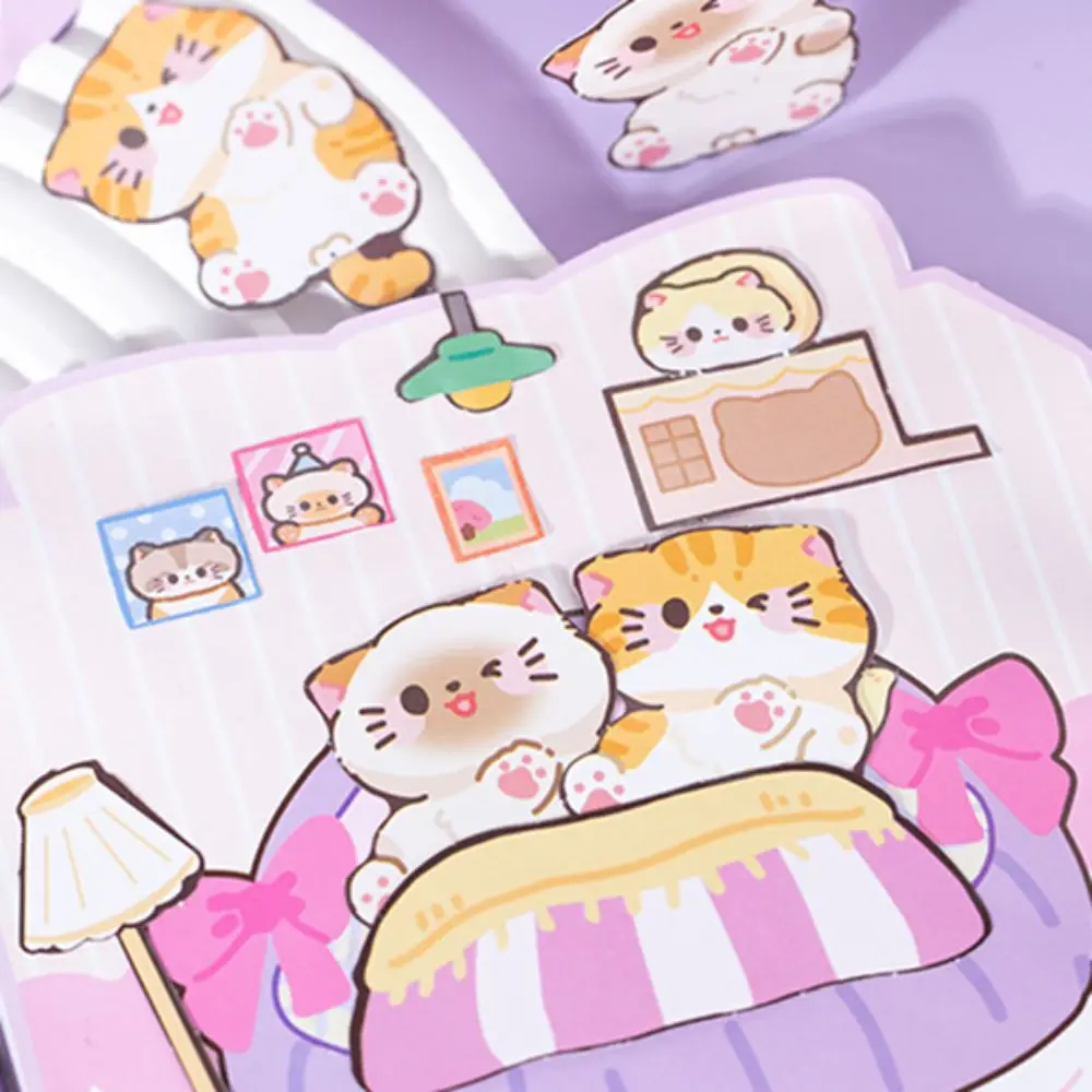 Educatief speelgoed Montessori Magnetisch Rustig boek Handgemaakte Cartoon Kat Sticker Boek Papier 3D DIY Kinderen Druk Boek Speelgoed Peuters