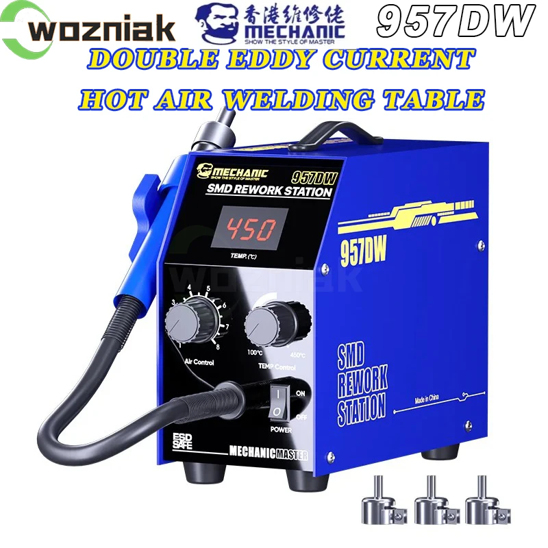 MECHANIC 957DW Two-scroll Hot Air Gun for Heating Main Board Tin Solder Repair Desoldering Station SMD PCB Rework Station