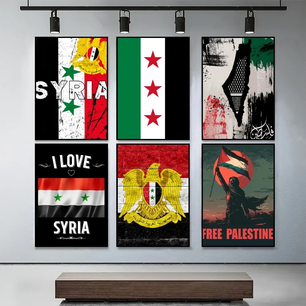 The S-Syrian Arab Republic S-Suriya Flag Poster Small Prints Wall Painting Bedroom Living Room Wall Sticker Office