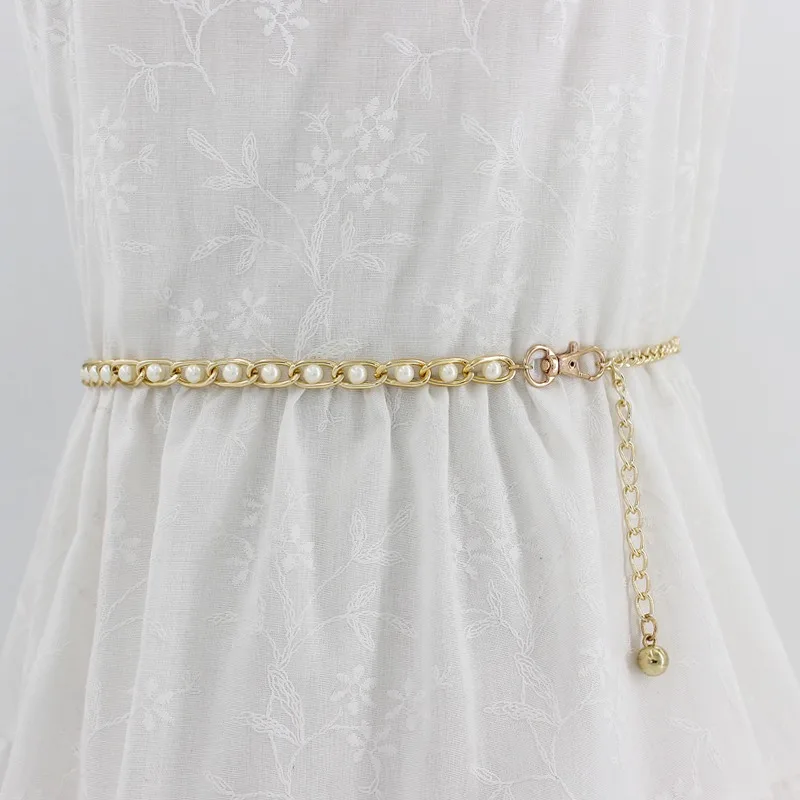 Fashion Girls Metal Waist Chain Gold Plated Belt Decoration Belt For Dresses Women Circle Metal String  Designer Belts