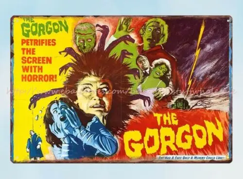 THE GORGON petrifies the screen with horror film movie poster metal tin sign