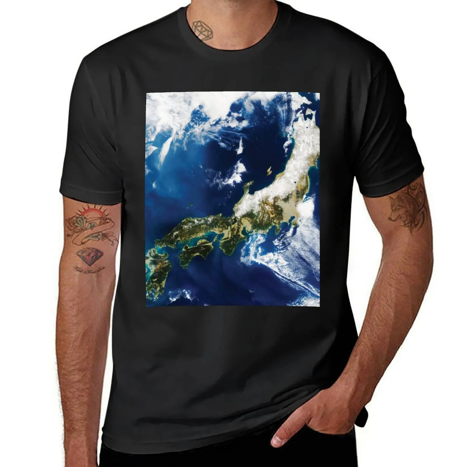 

Aerial Satellite View of Japan from Above T-Shirt plain heavyweights boys whites Short sleeve tee designer t shirt men