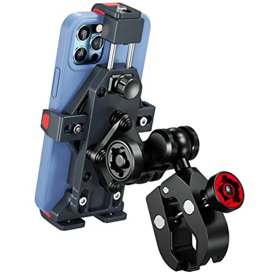 Metal Anti-Theft Motorcycle Phone Mount with Vibration Dampener and High-Speed Secure Lock Adjustable Aluminum Alloy Motorcycle