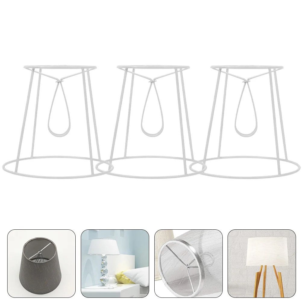 

3 Pcs Pendant Light Lamp Shade Holder Lampshade Making Frame Desk Lights Accessories Holders Metal Table Cover Racks White Iron