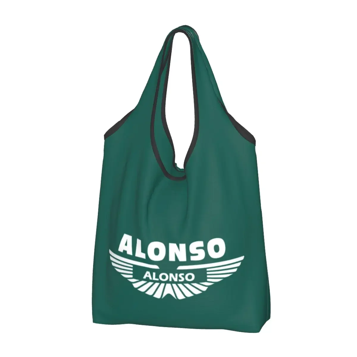 Custom Alonso Sport Motorcycle Shopping Bags Women Portable Big Capacity Groceries Shopper Tote 