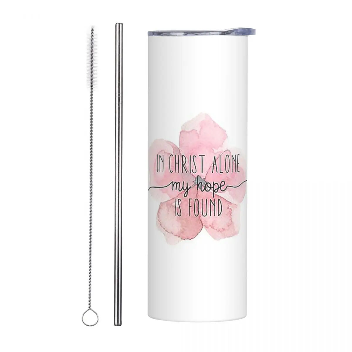 Christian Quote Watercolor Flow Stainless Steel Tumbler Vacuum Insulated Mug Thermal Cold Cups Straw With Lid 20oz