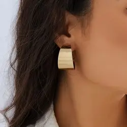 Large Wide C Shape Metal Earrings for Women Trendy Exaggerated Big Drop Earrings 2023 Fashion Jewelry Female Accessories Gifts