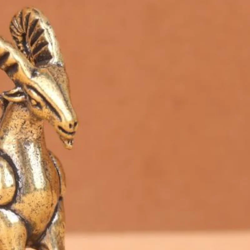 1PC Solid Brass Zodiac Sheep Statue Flat Base Desk Ornament Chinese Auspicious Meaning Desktop Decoration
