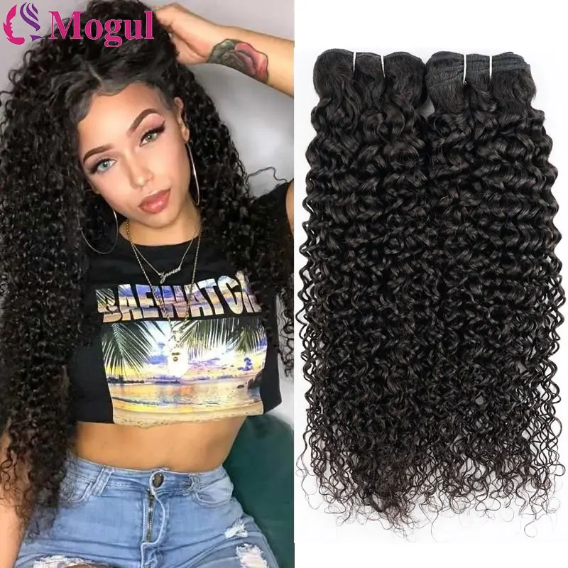 95Gram/Bundel Jerry Krullend Menselijk Haar Bundels 10 Tot 26 Inch Remy Indian Hair Extensions Zwarte Kleur Dubbele Wefts Krullend Haar