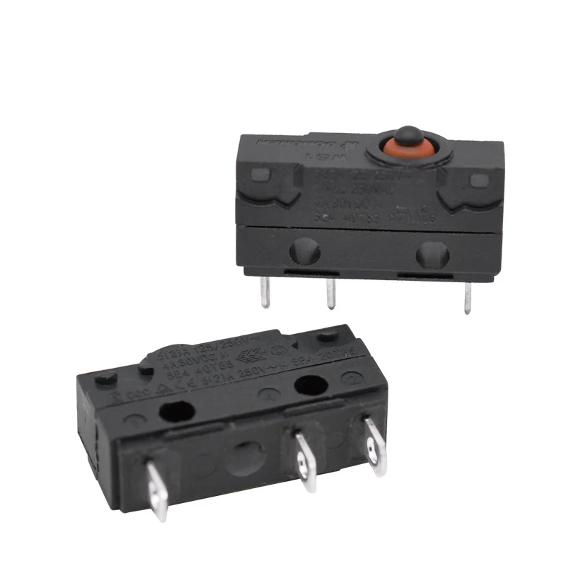 100PCS/LOT ABILKEEN IP67 Waterproof Mini Micro Switch No Lever with 3-Pin Copper Terminal Black Housing Micro Switch