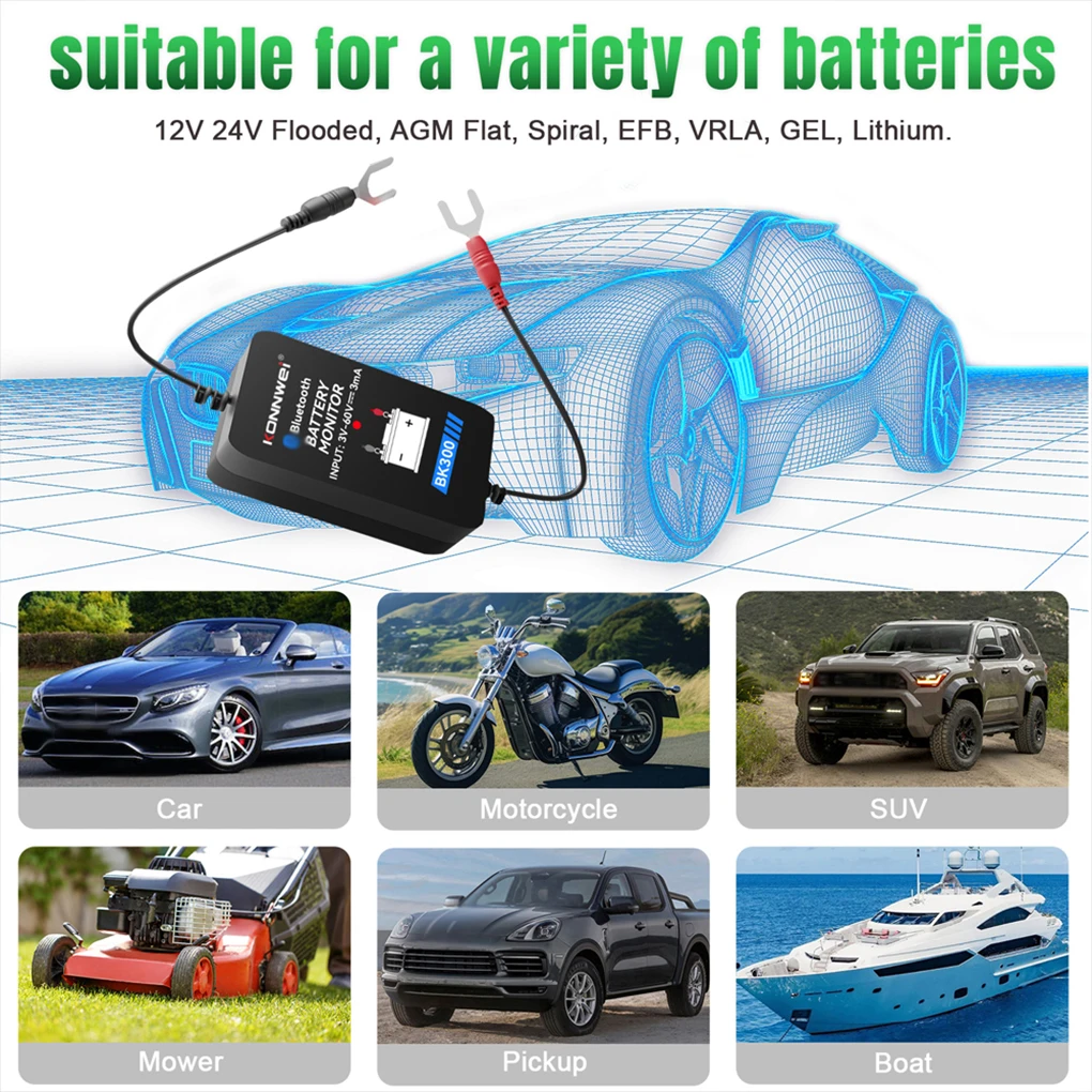 Monitor baterii ABS Bluetooth 5.0, dokładny, łatwy w użyciu, profesjonalny.