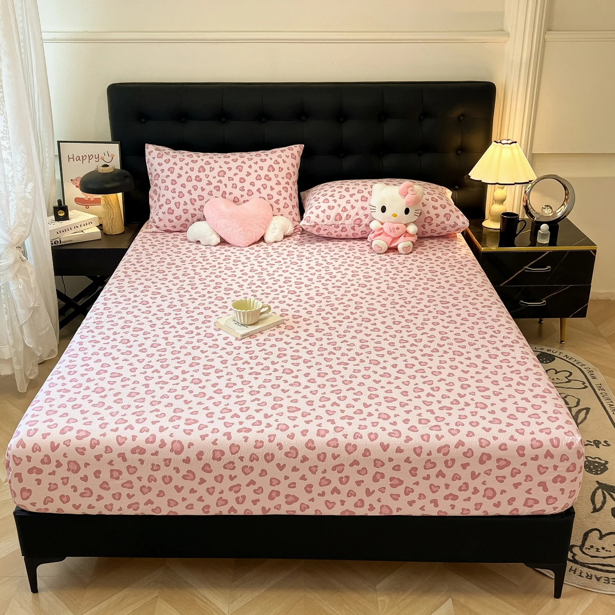 Leopard Printed Fitted Bed Sheet Non-slip Fitted Sheet Single/Queen/King drap de lit Skin-friendly Soft Bed Sheets on Elastic