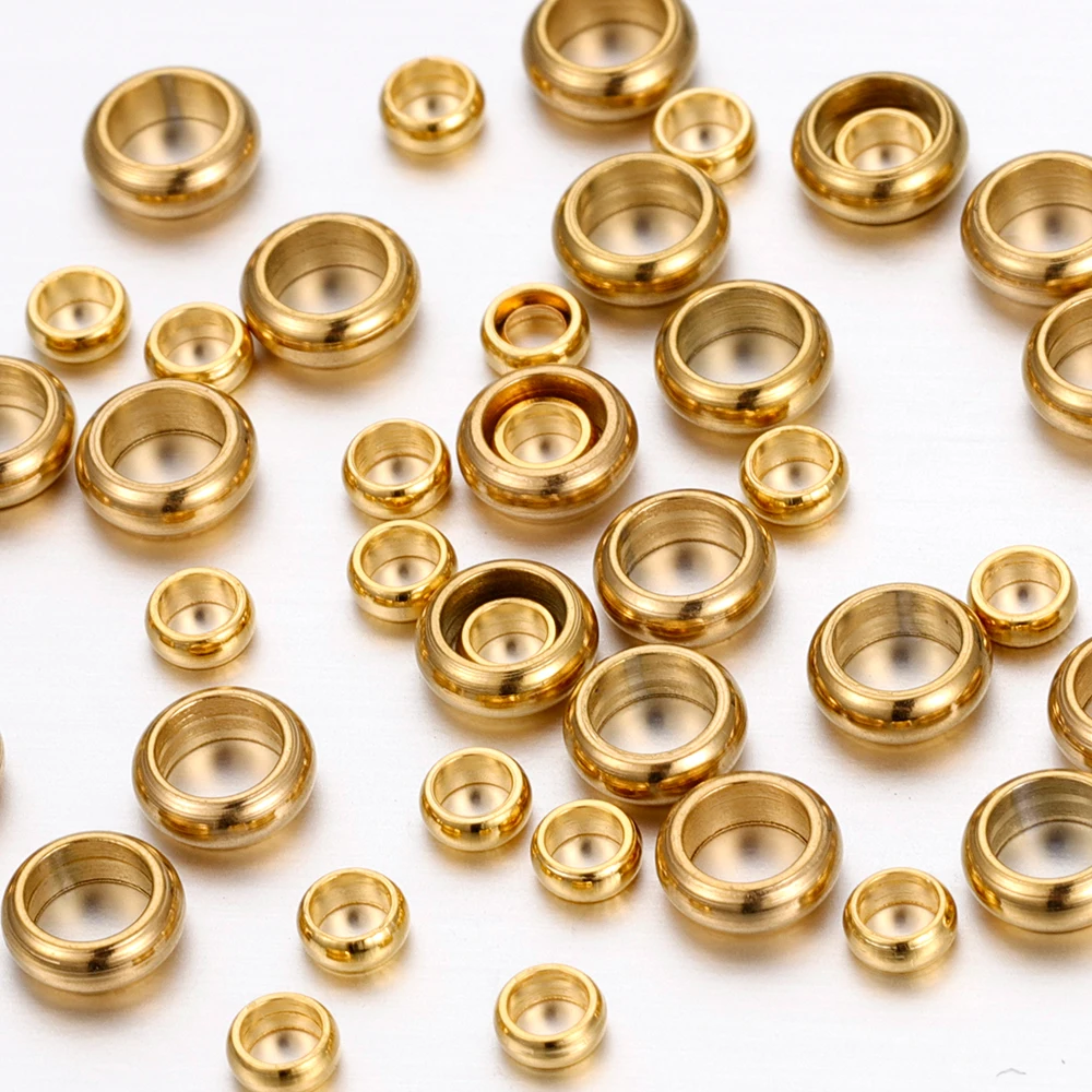 50pcs/lot Stainless Steel Spacer Beads 2-10mm Bead Big Hole Charm Beads for DIY Jewelry Bracelets Making Findings DIY Crafts