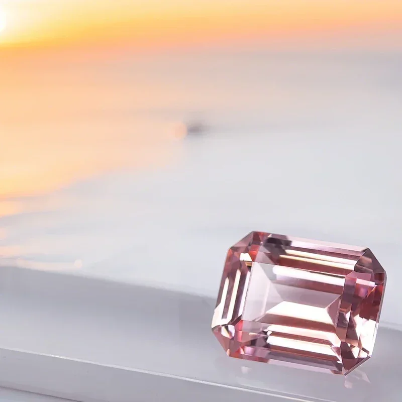 

Выполненный в лаборатории сапфир, изумрудная огранка, восход солнца, розовый цвет, VVS1, сертификат на выбор, искусственный драгоценный камень, ювелирные изделия своими руками