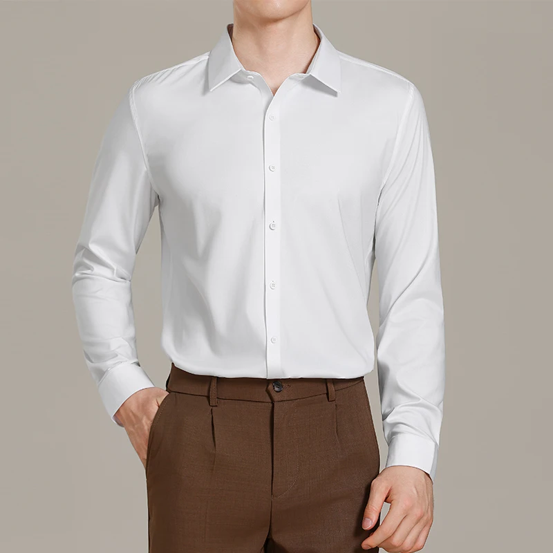 

Высочайшее качество, деловая официальная одежда, рубашки из модала, мужская мода, отложной воротник, приталенная мужская рубашка с длинным рукавом, социальная рубашка, платье 4XL-M