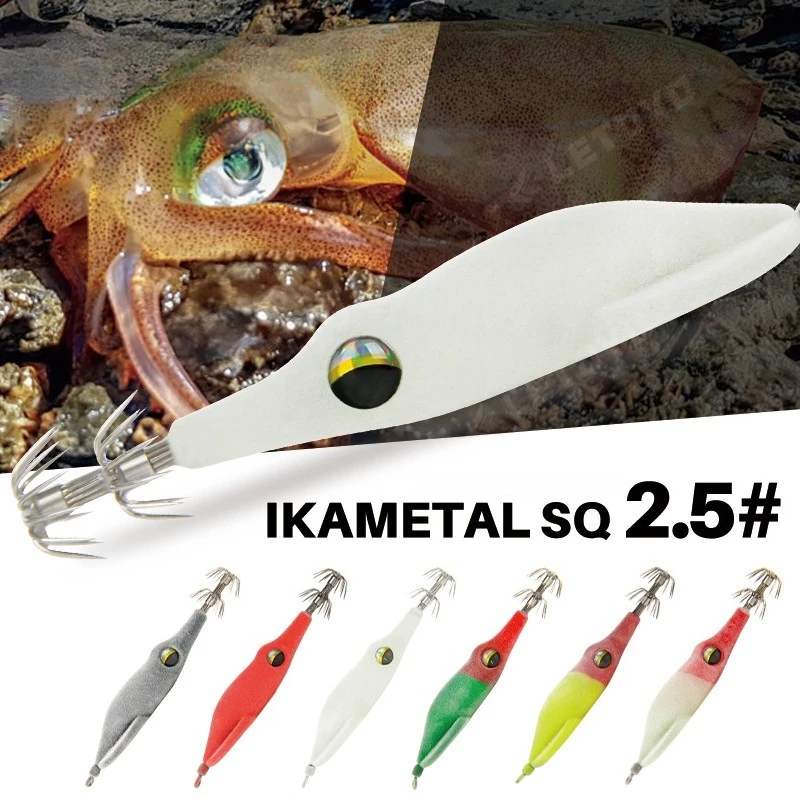 

3D Biomimetic Squid Bait Built-in Counterweight with Fluorescent Tape and Lead Pendant Double Hook Design for Strong Attraction